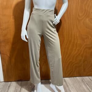 Puma Way 1 Women's Ribbed High Waist Straight Leg Pants Size XS Beige Taupe